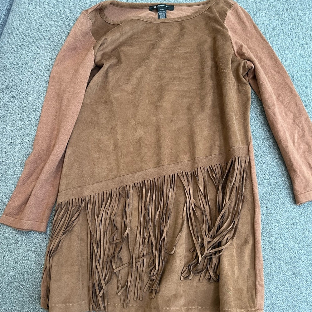 Petite inc suede fringe top